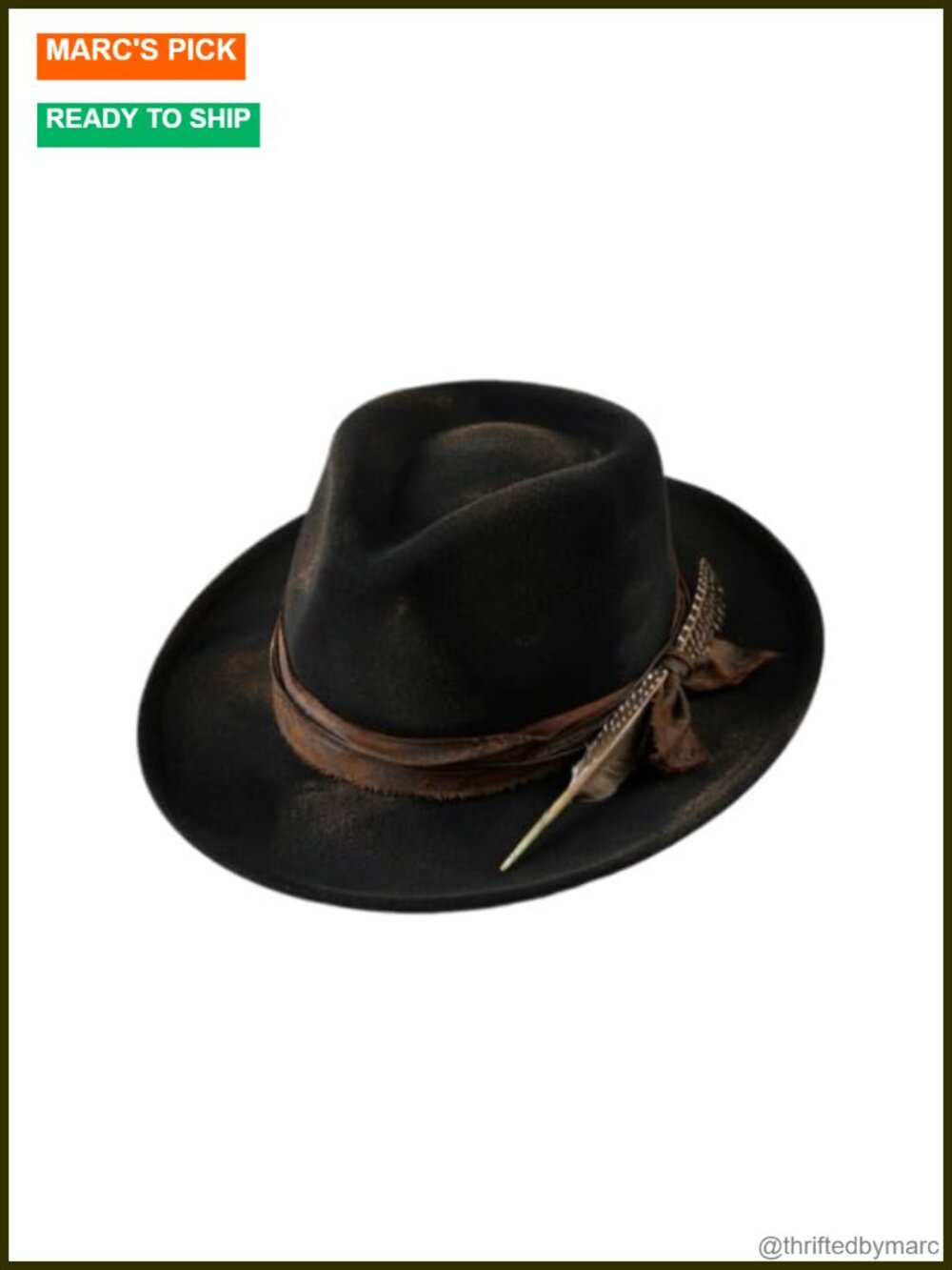 Vintage Fedora Hat with Feather - Wide Brim Panama Jazz Cap Western Style Trilby